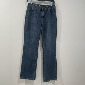 Salt Works Med. Rise Boot Cut Denim Jeans Blue Rhinestone Pockets Size 6